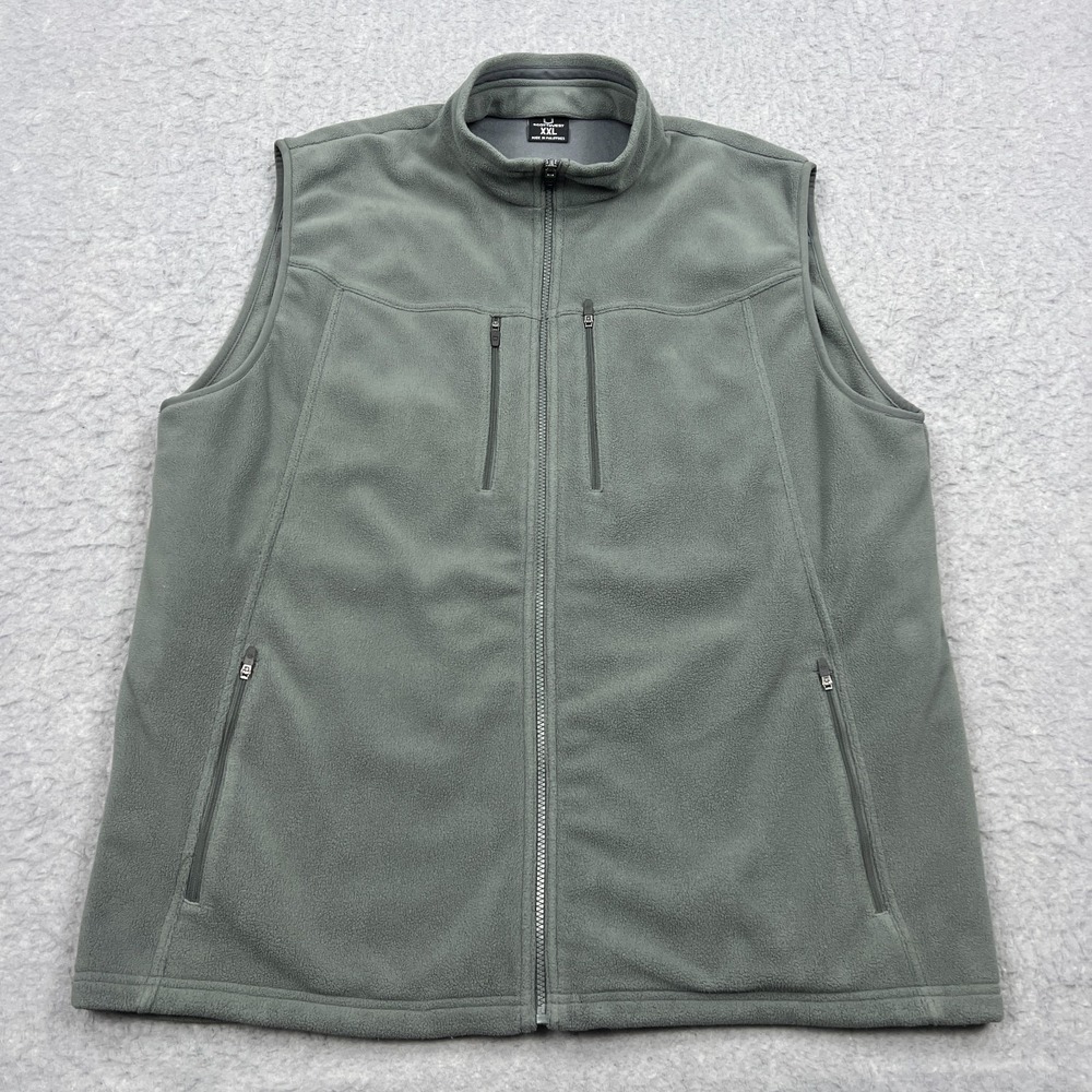SCOTTeVEST Fireside Fleece Vest Men XXL Gray Travel Tech 15 Pocket RFID Full Zip
